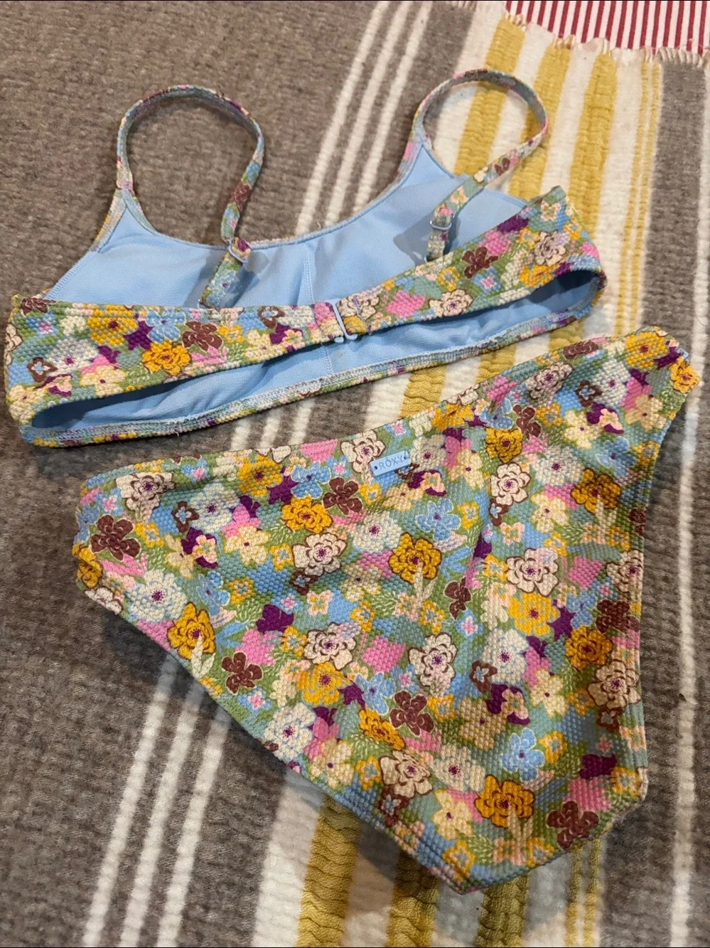 Roxy Floral Textured Two-Piece Bikini for girls size 14- Multicolor